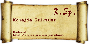 Kohajda Szixtusz névjegykártya